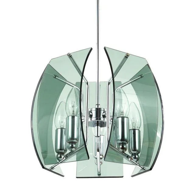 Mid-Century Glass Pendant in the style Fontana Arte, Italy, 1960s For Sale - Image 10 of 11