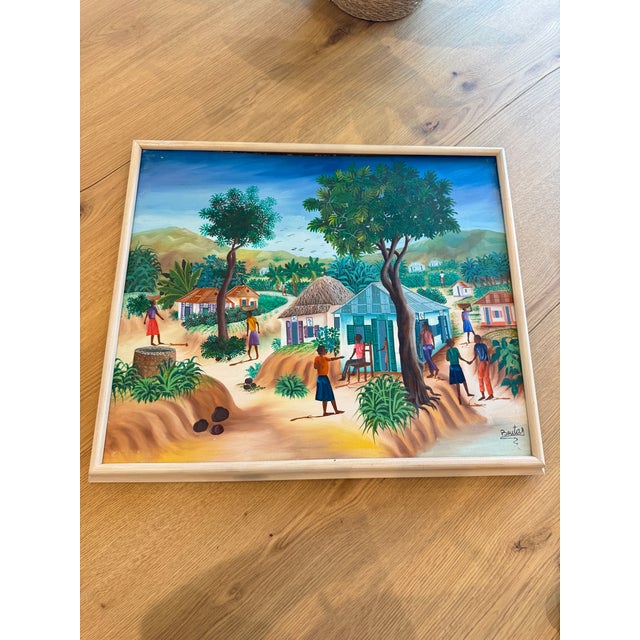 Late 20th Century Signed Haitian Folk Art Painting For Sale - Image 12 of 12