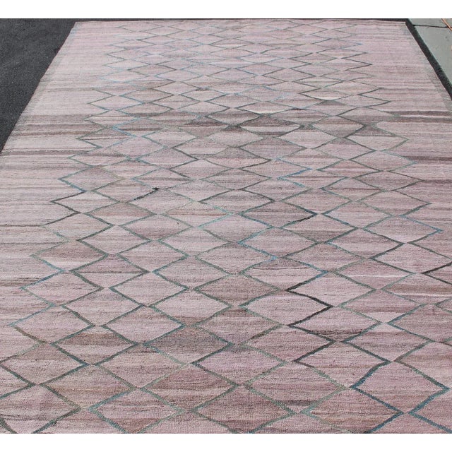 Gray Modern Kilim Rug by Keivan Woven Arts, Wool, Diamond Pattern 8'10 X 11'7 For Sale - Image 8 of 13