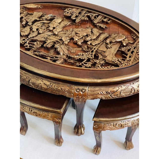 Chinoiserie Reduced- Gorgeous Antique Chinese Chinoiserie Carved Coffee Table For Sale - Image 3 of 7