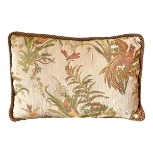 1990s Lumbar Pillow With Birds and Rope Trim