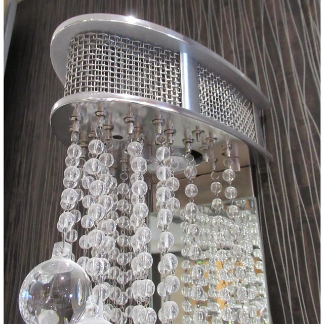 Silver C. 2013 Todd Rugee (Design) for Boyd Lighting, Polished Nickel & Swarovski Crystal Embellished Cascade II Waterfall Sconces Pair For Sale - Image 8 of 12
