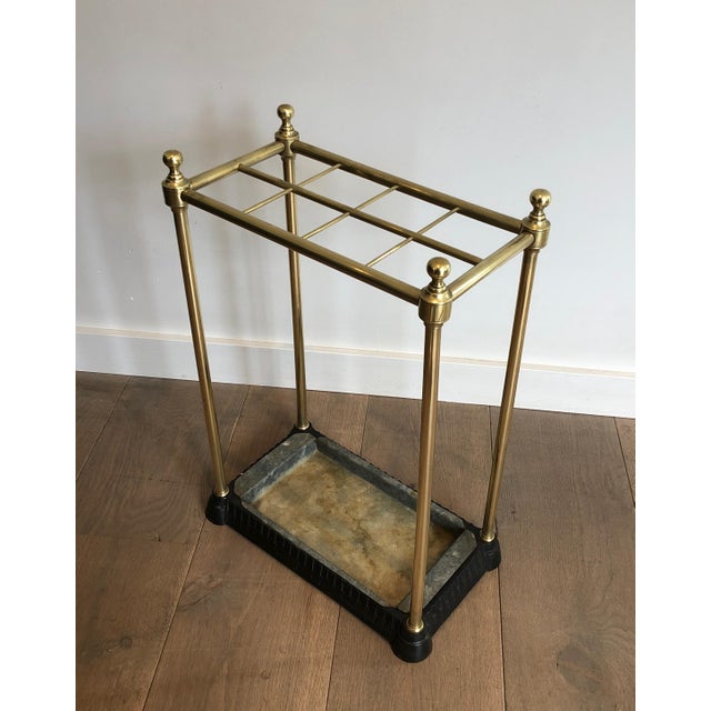 Rectangular Umbrella Stand in Brass and Cast Iron. French Work. Circa 1900 For Sale - Image 4 of 12