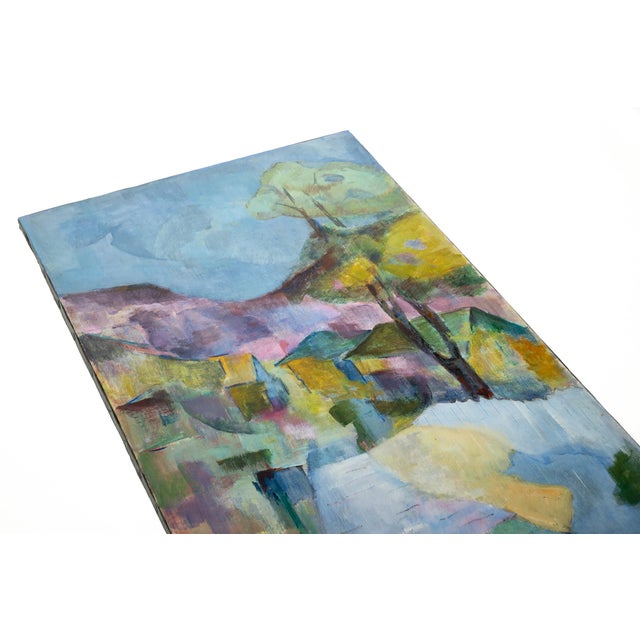 This vintage 1960's landscape painting signed Arndt has beautiful rich pastel colors. It is unframed but would look great...