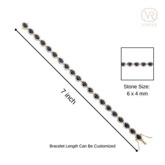Art Deco 10.02 Carat Deep Blue Sapphire Wedding Bracelet in 18k Solid Gold For Sale - Image 10 of 15
