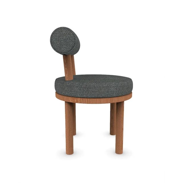 Contemporary Moca Chair in Safire 09 Fabric and Smoked Oak by Studio Rig for Collector For Sale - Image 3 of 7