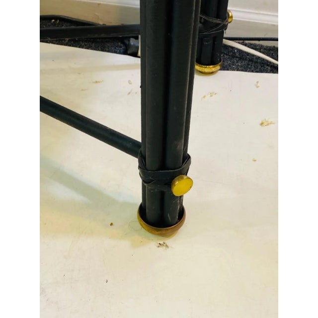 1980s Post Modern Black Leatherette & Brass Bench For Sale In Philadelphia - Image 6 of 7