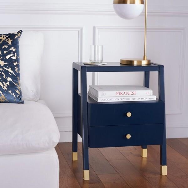 2020s Cove 2 Drawer 1 Shelf Accent Table - Navy/Gold For Sale - Image 5 of 12