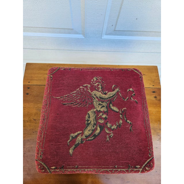 Burgundy Red Reproduction French Victorian Style Footstool For Sale - Image 8 of 14