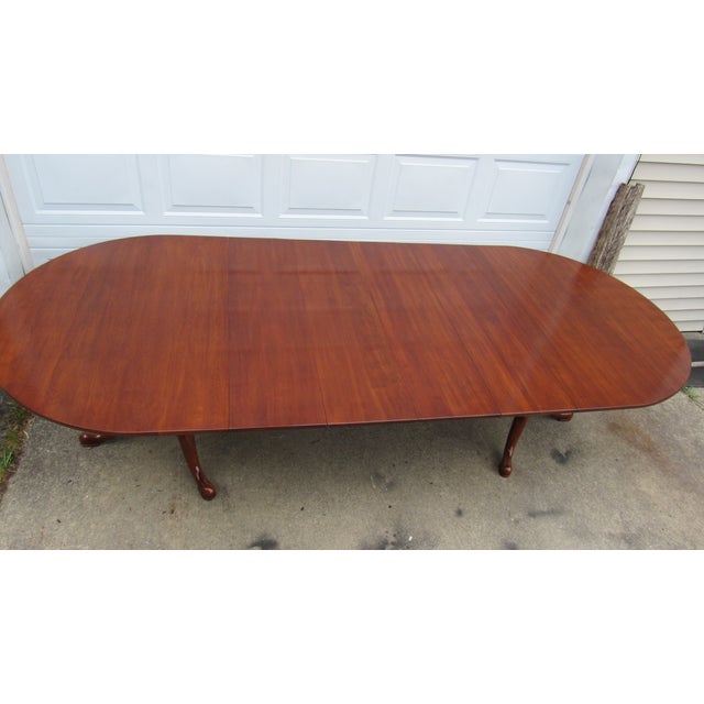 Brown 1980s Henkel Harris Cherry Dining Room Table Four Leaves Set For Sale - Image 8 of 13