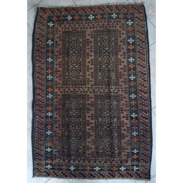 Tribal Modern Oriental Tribal Area Sar 5 Rug- 3'4" x 5 For Sale - Image 3 of 6