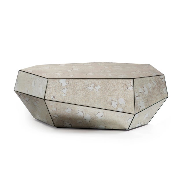 Three Rocks Low Coffee Table in Aged Mirror from Insidherland For Sale - Image 4 of 4