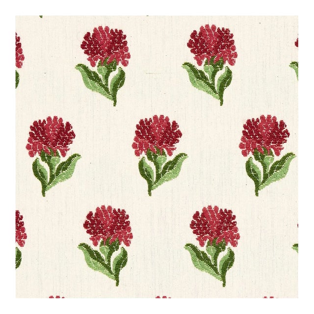 Sample - Schumacher Rosina Floral Fabric in Garnet For Sale