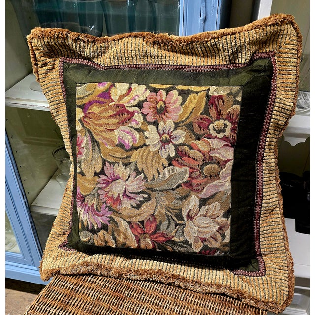 Floral AubussonThrow Pillow For Sale - Image 9 of 9