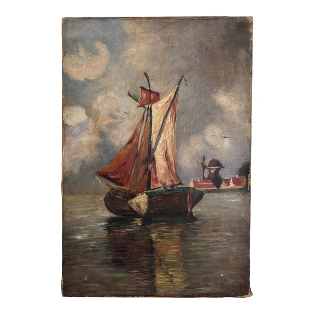Antique English Maritime Oil Painting Circa Early 1900’s For Sale