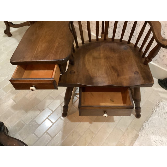 Antique Large Wallace Nutting Windsor Style Writing Arm Chair With ...