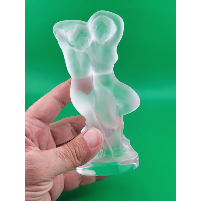 1950s 1950s Rare LALIQUE Crystal "Le Faune" Figurine Dancing Nude Lovers Pan (Faun) & Diana For Sale - Image 5 of 18