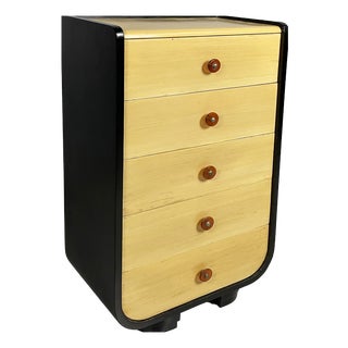 Art Deco Italian Chest of Drawers in Light and Black Wood, 1930s For Sale