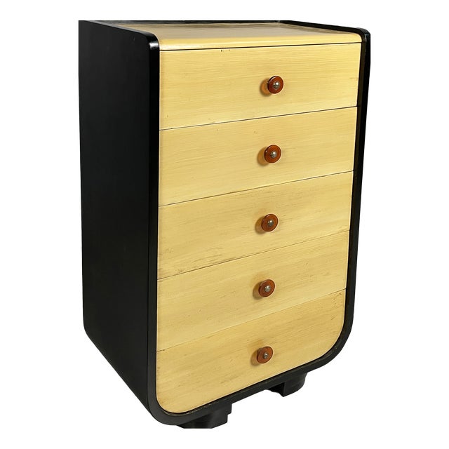 Art Deco Italian Chest of Drawers in Light and Black Wood, 1930s For Sale