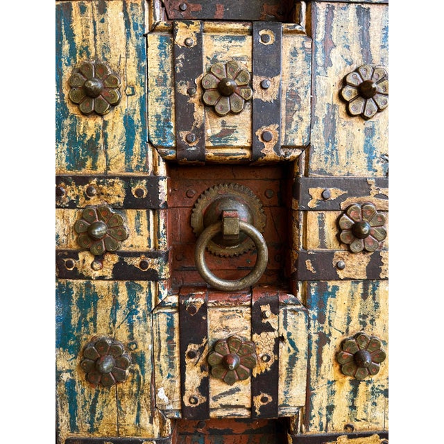 Old Antique Painted Indian Doors For Sale In Los Angeles - Image 6 of 8