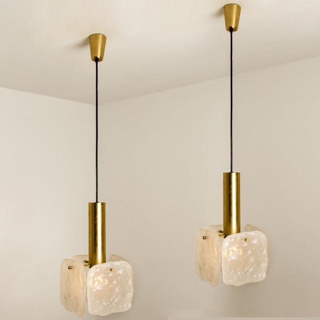 Gold Ice Glass Pendant Light attributed to J. T. Kalmar, 1960s For Sale - Image 8 of 18