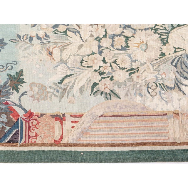 Beige Doris Leslie Blau French Vintage Floral Soft Beige Hand-Knotted Wool Carpet For Sale - Image 8 of 8