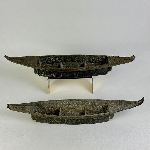 Early 20th Century Pair of Cast Aluminum Metal Boat Models, for Decor Purposes For Sale In New York - Image 6 of 11