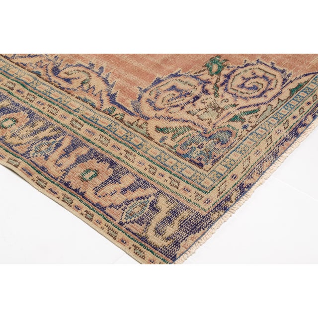 Turkish Vintage Geometric Anatolian Wool Carpet For Sale - Image 3 of 10