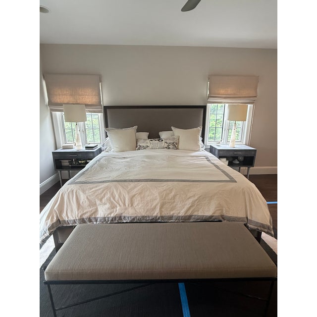 French Contemporary Fabric Panel Bed For Sale In New York - Image 6 of 18