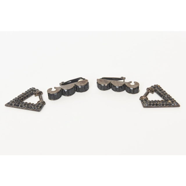 2000 - 2009 Vintage Hallmarked Diva Black Rhinestone Clip on Earrings, 1980's For Sale - Image 5 of 11