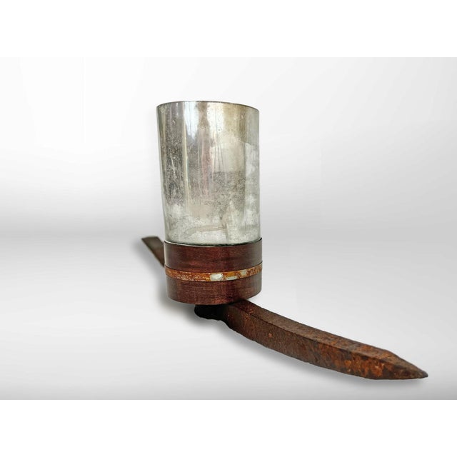Mid 19th Century Mid 19th Century Pickaxe and Mercury Glass Candle Holder | Elegantly Macabre Halloween Decor For Sale - Image 5 of 9