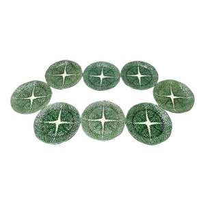 Mid Century Secla Portugal Cabbage Leaf Dinner Plates - Set of 8