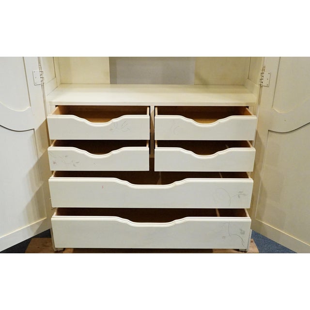Ethan Allen Country French Collection Off White 50" Armoire W. Hand Painted Accents 26-5215 For Sale In Kansas City - Image 6 of 13