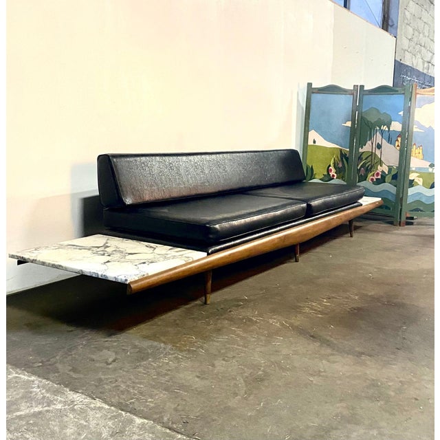 1960s Adrian Pearsall Attributed Daybed in Walnut With Carrera Marble Endtables For Sale - Image 16 of 16