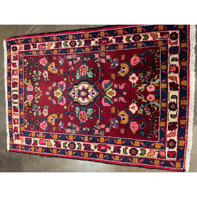 1990s Handwoven Persian Hamedan Area Rug 2'2" X 3'3" For Sale - Image 4 of 5