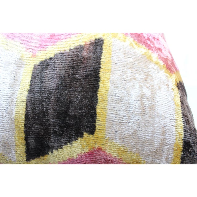 Contemporary Multi Color Handmade Velvet Ikat Pillow For Sale - Image 9 of 13