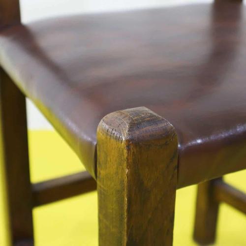 2000 - 2009 Wooden Chair with Brown Seat and Reinforced Crossbars For Sale - Image 5 of 9