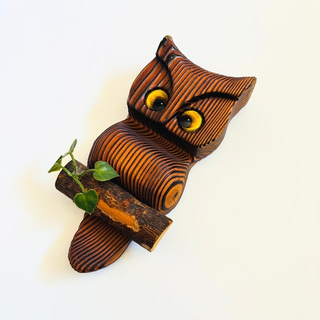 Mid-Century Modern MCM Wood Owl Wall Hanging For Sale - Image 3 of 8