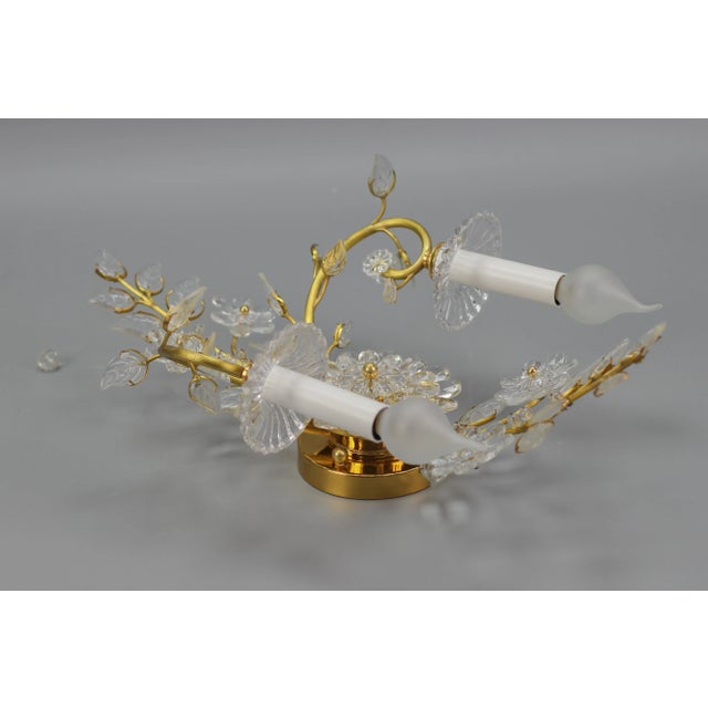 German Floral Wall Sconce in Crystal and Brass by Palwa for Palme & Walter, 1960s For Sale - Image 14 of 18