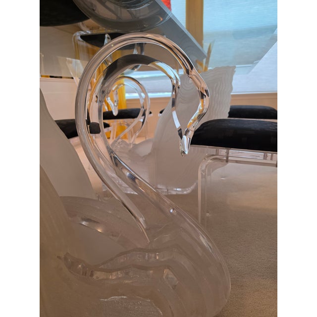 1990s Vintage Glass and Lucite Dining Table With Chairs For Sale - Image 5 of 7