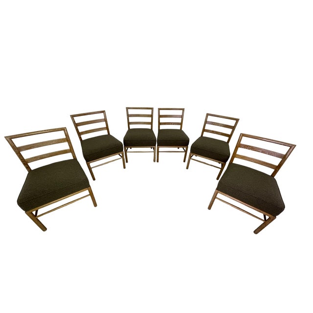 Mid 20th Century Set of 6 Danish Modern Cerused Oak Dining Chairs, Reupholstered For Sale - Image 12 of 14