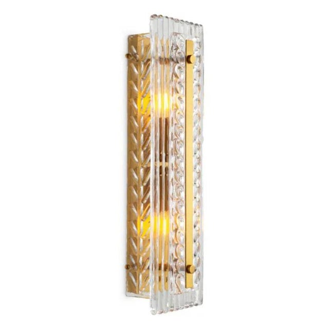 Antique Brass Handmade Glass Wall Lamps, Set of 2 For Sale - Image 3 of 7
