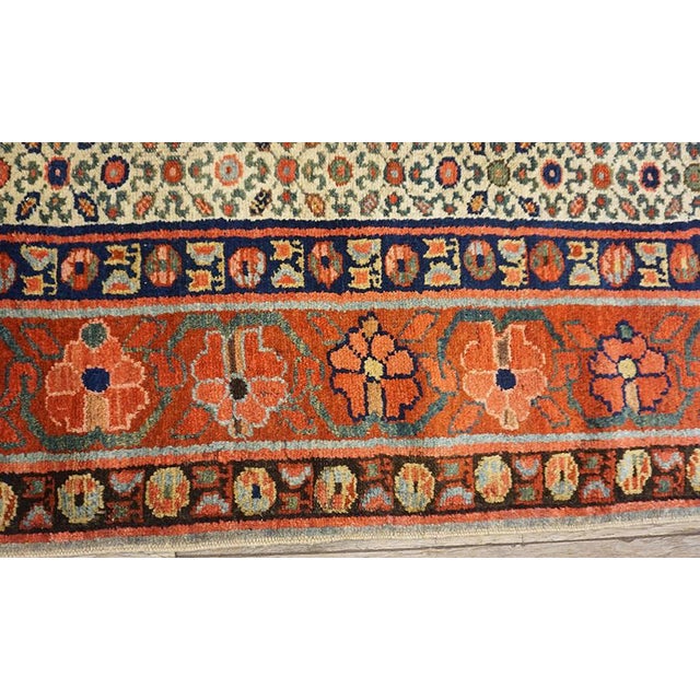 Ivory 1870s Ivory Geometric Tribal Nw Persian Runner Carpet 3' X 14'6" Handmade Wool Runner Rug For Sale - Image 8 of 12