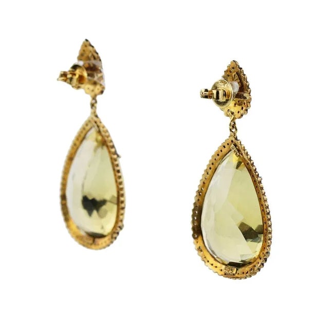 Large Drop-Shaped Earrings with Topazes on Silver, 2000s For Sale - Image 4 of 8