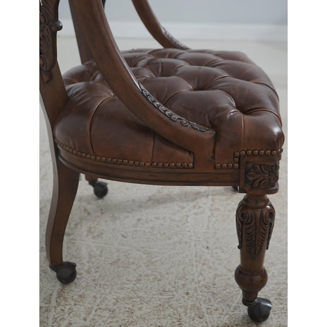 Animal Skin Set of 4 Maitland Smith Gentry Tufted Leather Game Chairs For Sale - Image 7 of 18
