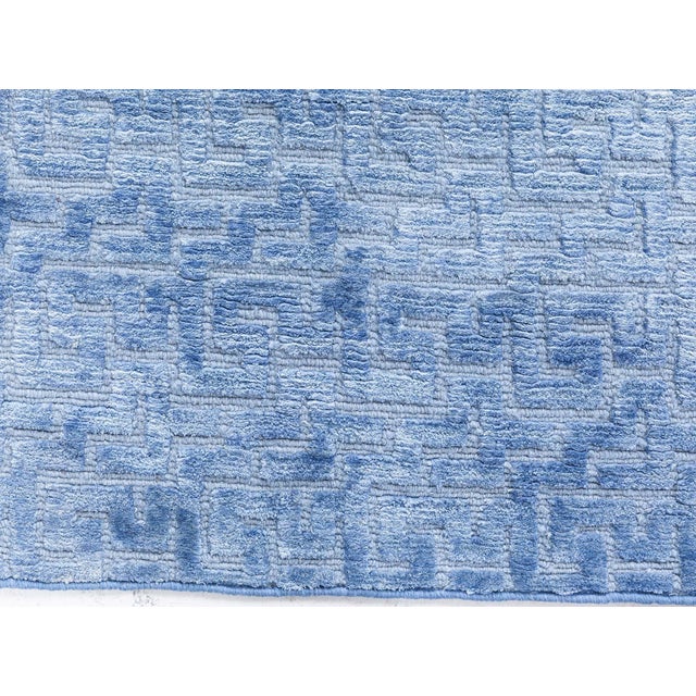 Textile Contemporary Blue Silk Fragment Runner by Doris Leslie Blau For Sale - Image 7 of 8