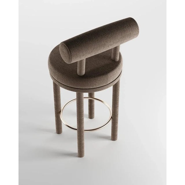 Contemporary Collector Moca Bar Chair in Boucle Brown by Studio Rig For Sale - Image 3 of 5