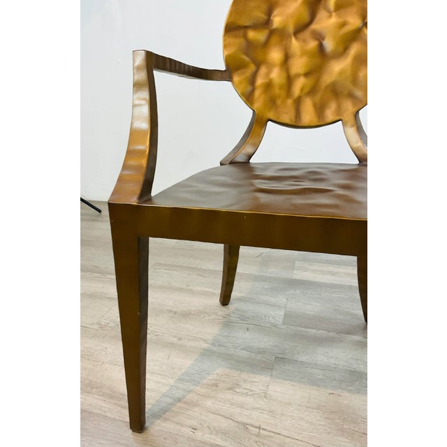 2020s Made Goods Modern Hammered Gold Iron Metal Daphne Arm Chair For Sale - Image 5 of 7