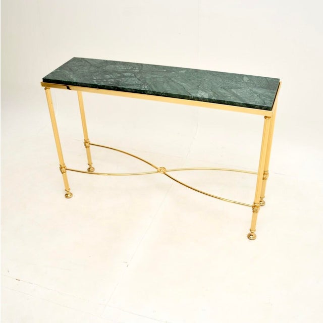 Vintage French Brass and Marble Console Table, 1970s For Sale - Image 6 of 12