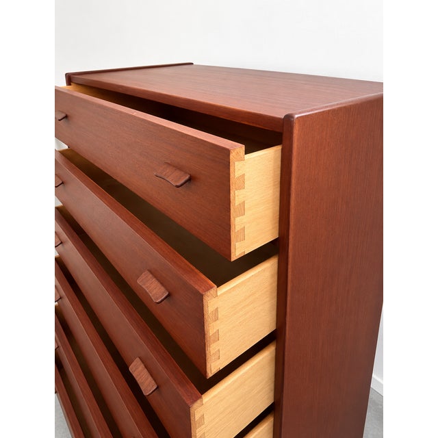 Børge Mogensen Danish Teak High Chest of Drawers attributed to Poul Volther, Denmark, 1960s attributed to Poul M. Volther for Børge Mogensen For Sale - Image 4 of 6